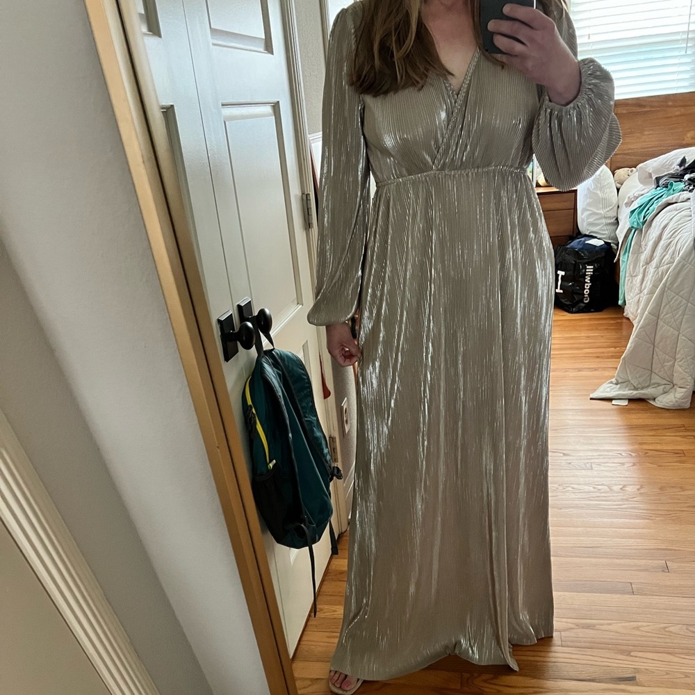 Baltic Born Metallic Silver Maxi Dress